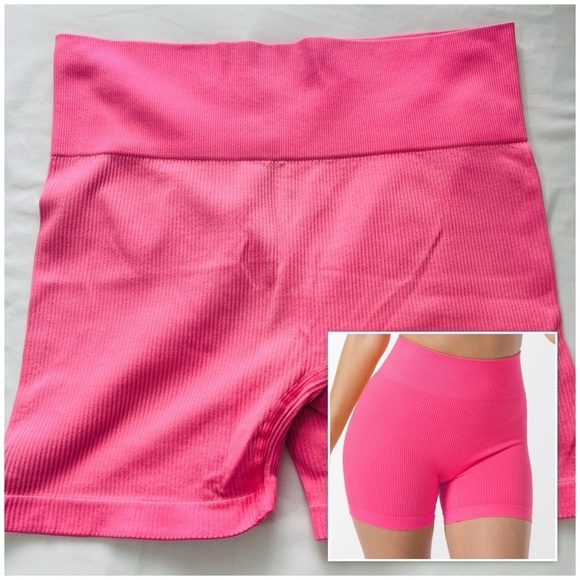 Colsie Pants - Colsie Women’s Size XL Bright Pink Ribbed Bike Shorts Yoga EUC Exercise Running